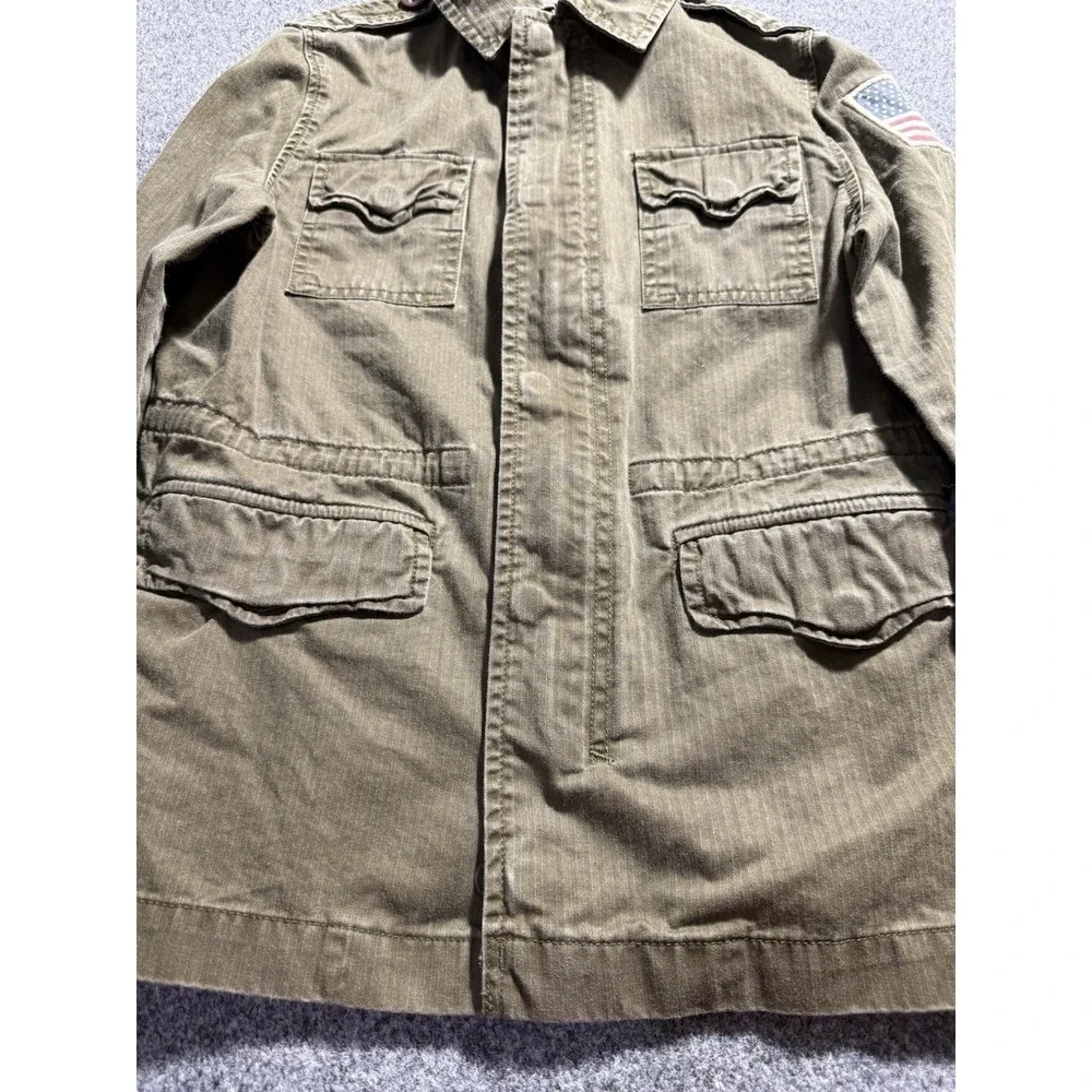Polo Ralph Lauren Boys Kids Green Cotton Patch Field Coat Jacket Size 7 Military